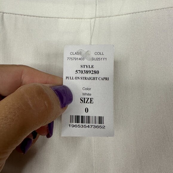 NWT White House Black Market Pull on Straight Capri White 0 #WHBM3 - Picture 7 of 10